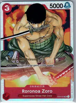 Roronoa Zoro ST01-013 English Super Pre-Release One Piece Card - NM - Image 1