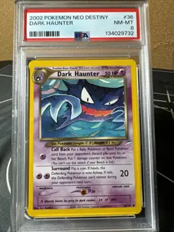 Pokemon TCG Neo Destiny Dark Haunter Card 36/105 PSA 8 Wotc Vintage 2002 - Image 1