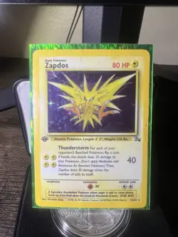 Zapdos 1st Edition Holo Card! Pokemon: Lightly Played +20 Plus Year Fossil Card - Image 1