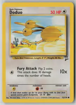 Doduo 72/130 Pokemon Base Set 2 Common Moderately Played Card (MP) - Image 1