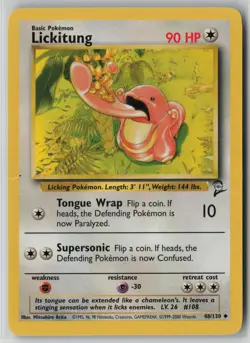 Lickitung 48/130 Pokemon Base Set 2 Uncommon Moderately Played Card (MP) - Image 1