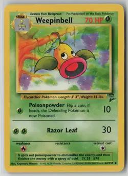 Weepinbell 64/130 Pokemon Base Set 2 Uncommon Moderately Played Card (MP) - Image 1