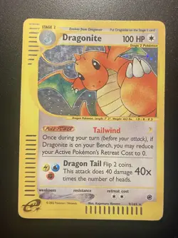 Pokemon Card- Dragonite-Expedition-Holo-9/165-Rare-ENG-E-reader-LP - Image 1