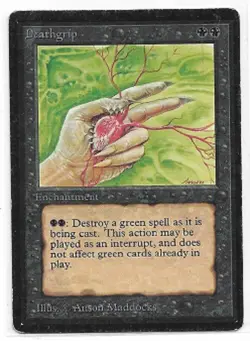 MTG magic cards 1x x1 Moderate Play, English Deathgrip Beta - Image 1