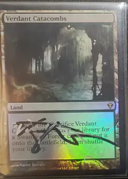MTG Verdant Catacombs Zendikar Foil SHADOW SIGNED BY ARTIST - Image 1