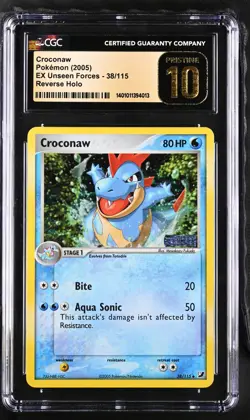 Pokemon Croconaw Reverse Holo EX Unseen Forces 38/115 CGC 10 Pristine Pop 3 - Image 1
