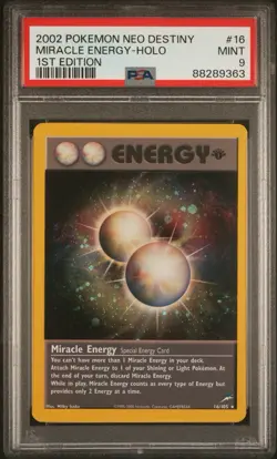 2002 POKEMON NEO DESTINY 1ST ED #16 MIRACLE ENERGY-HOLO PSA 9 - Image 1