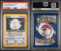1999 WOTC POKEMON GAME BASE SET UNLIMITED CHANSEY 3/102 HOLO RARE PSA 7 NM - Image 3