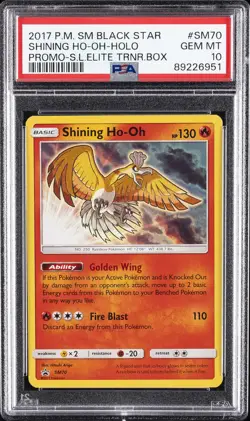 2017 POKEMON SM BLACK STAR PROMO #SM70 SHINING HO-OH-HOLO PSA 10 - Image 1