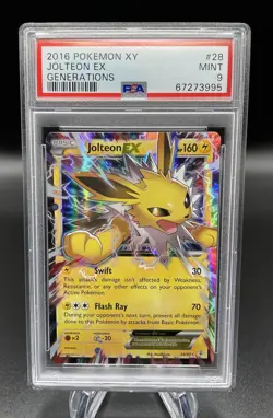 2016 Pokemon XY Generations Jolteon EX #28 Holo 28/83 PSA 9 MT - Image 1