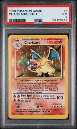 Pokemon Base Set Charizard Holo Card 4/102 1999 PSA 7 NM Authentic Graded - Image 3