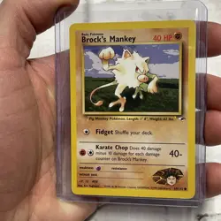 Pokemon Gym Heroes Card 68/132 Brock's Mankey Nintendo Vintage Common WOTC MP+ - Image 2