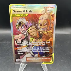 Pokemon Guzma Hala Cosmic Eclipse TCG Full Art Holo Card 229/236 - Image 1