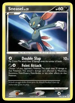Sneasel 100/130 Pokemon Card Diamond & Pearl Common 60 HP Lightly Played H29 - Image 1