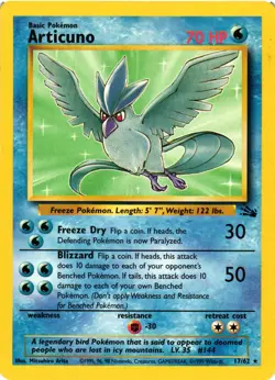 Pokemon TCG Articuno 17/62 Rare Fossil Unlimited MP - Image 1