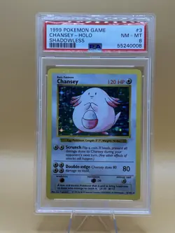 1999 Pokemon Shadowless Base Set Chansey Holo #3 PSA 8 - Image 1