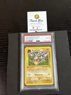 1999 Pokemon Fossil Aerodactyl Holo 1st Edition - PSA 8 - - Image 1