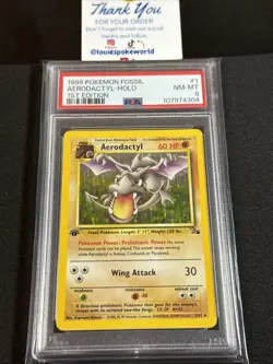 1999 Pokemon Fossil Aerodactyl Holo 1st Edition - PSA 8 - - Image 2