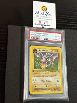 1999 Pokemon Fossil Aerodactyl Holo 1st Edition - PSA 8 - - Image 3