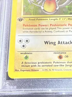 1999 Pokemon Fossil Aerodactyl Holo 1st Edition - PSA 8 - - Image 5