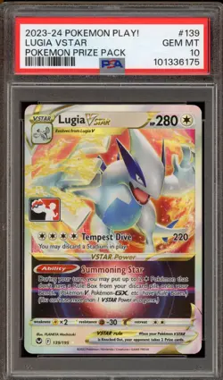 Pokemon Lugia VSTAR PLAY! Prize Pack Ultra Rare Promo #!39 PSA 10 Gem Mint - Image 1