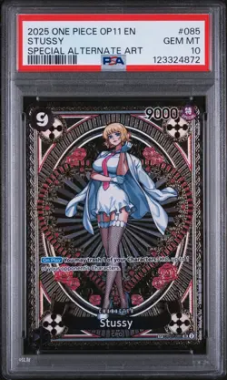 2025 ONE PIECE OP11-A FIST OF DIVINE SPEED SPECIAL ALTERNATE ART STUSSY PSA 10 - Image 1