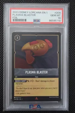 2023 Disney Lorcana Plasma Blaster #204 Foil PSA 10 GEM MINT First Chapter - Image 1