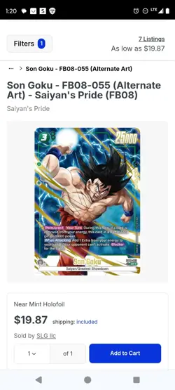 Son Goku FB08-055 Alternate Art Holofoil Dragon Ball Super Card Game - Image 2