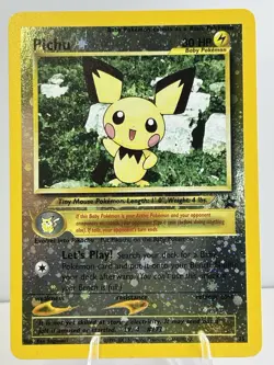 2001 Black Star Promo #35 Pichu reverse foil holo Pokemon league MP - Image 1