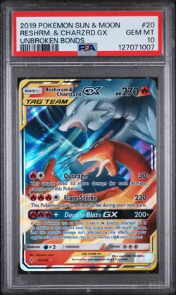 Reshiram & Charizard Tag Team GX: 2019 Pokemon SM Unbroken Bonds #20 - PSA 10 - Image 2