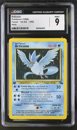 Articuno 2/62 - 1999 1st Edition Fossil Holo - CGC 9 - Image 1