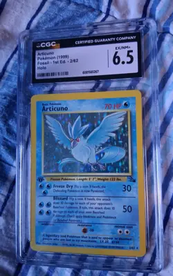 1999 Pokemon Fossil Articuno Holo 2/62 1st Edition NM CGC 6.5 Wotc Vintage Psa - Image 2
