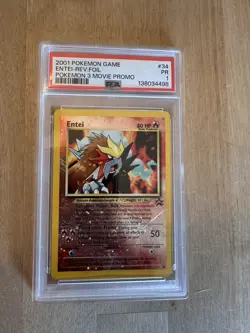 2001 ENTEI REVERSE FOIL #34 Black Star Movie Promo Pokemon PSA 1 - Image 1