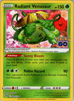 Radiant Venusaur Radiant Rare Pokemon GO 004/078 NM - Image 1