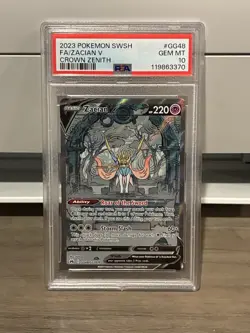 2023 POKEMON SWORD & SHIELD CROWN ZENITH #GG48 FULL ART/ZACIAN V PSA 10 - Image 1