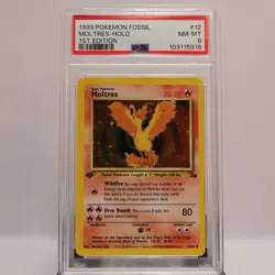 Pokemon TCG - Moltres 12/62 Fossil Holo Rare 1st Edition - PSA 8 NM/MT - Image 2