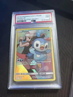 2019 POKEMON SUN & MOON COSMIC ECLIPSE SECRET #239 FULL ART/PIPLUP PSA 9 - Image 1