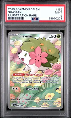 2025 POKEMON DRI EN-DESTINED RIVALS ILLUSTRATION RARE #185 SHAYMIN PSA 9 - Image 1