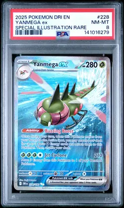 2025 POKEMON DRI EN-DESTINED RIVALS SPECIAL ILLUSTRATION RARE YANMEGA EX PSA 8 - Image 1