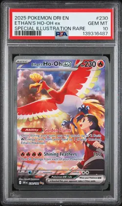 2025 POKEMON DRI EN-DESTINED RIVALS #230 ETHAN'S HO-OH EX PSA 10 - Image 1