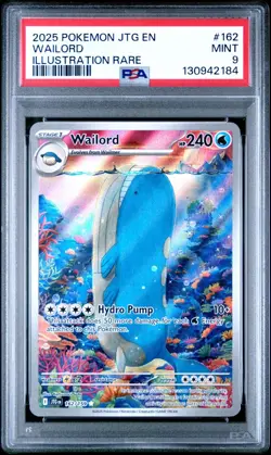 2025 POKEMON JTG EN JOURNEY TOGETHER WAILORD ILLUSTRATION RARE #162 PSA 9 MINT - Image 1