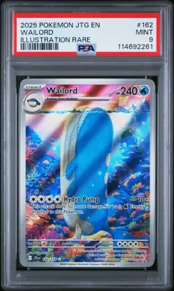2025 POKEMON JTG EN-JOURNEY TOGETHER ILLUSTRATION RARE #162 WAILORD PSA 9 MINT - Image 1