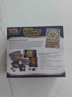 Pokemon Surging Sparks ETB BOOSTER PACK, PROMO CARD TCG DICE NEW SEALED PIKA - Image 2
