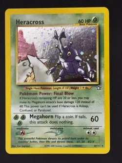 Pokemon TCG: 2000 Neo Genesis Heracross 6/111 Holo Rare - Near Mint with SWIRL! - Image 2