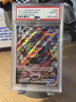 2021 POKEMON SWORD & SHIELD EVOLVING SKIES #095 FULL ART/UMBREON VMAX PSA 10 - Image 1