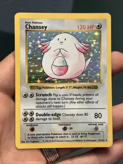 Pokemon TCG Chansey Base Set 1999 Unlimited Holo Rare 3/102 Shadowless- LP - Image 1