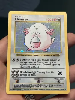 Pokemon TCG Chansey Base Set 1999 Unlimited Holo Rare 3/102 Shadowless- LP - Image 2