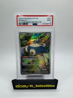 PSA 9 Snorlax (051) Black Star Promo Pokemon Center Stamped - Image 1