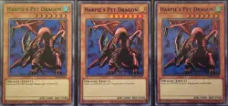 Yu Gi Oh - Harpie's Pet Dragon(x3) - 1 Green & 2 Purple - LDS2 - 1st Edition - Image 1
