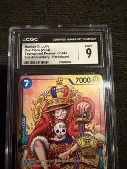 CGC 9 Monkey D. Luffy P-043 2nd Anniversary Tournament Promo One Piece - Image 2
